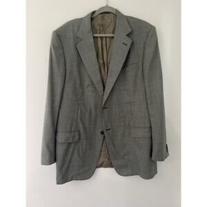 Ermenegildo Zegna 100% wool gray and green plaid Blazer sports coat Jacket 56r